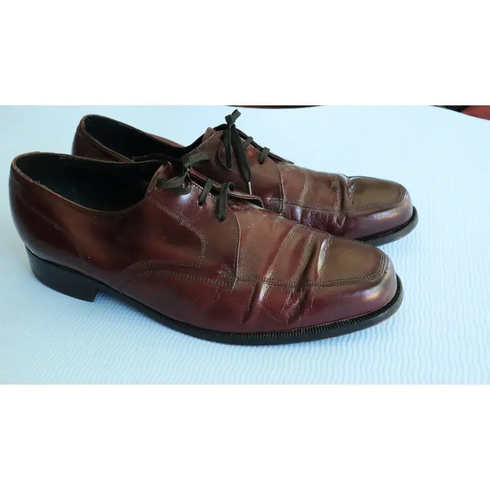 Florsheim Kidskin Maroon Burgundy Leather Derby Oxford Dress Shoe Men 11E Wide